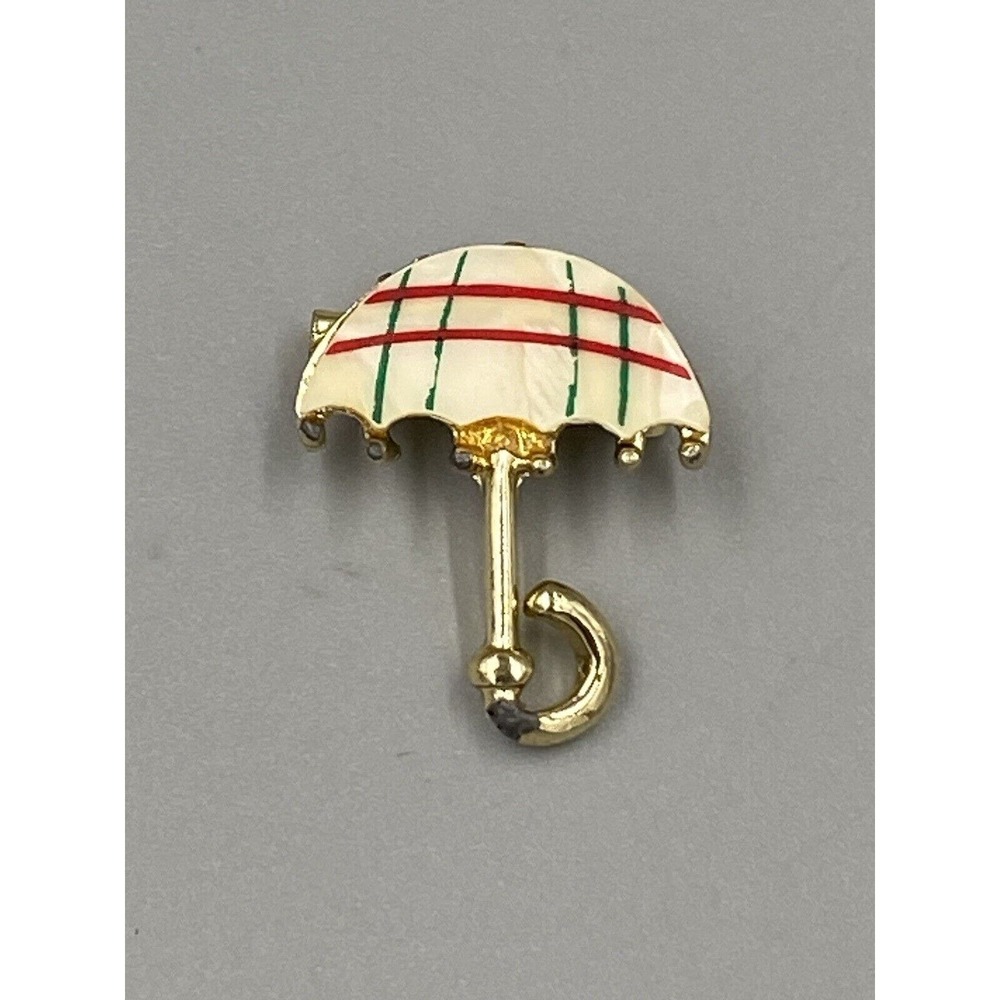 Vintage Umbrella W/ Lines Gold Colored Lapel Pin Brooch